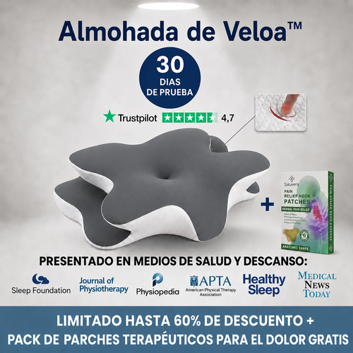 Almohada Cervical Viscoelástica GRIS + Pack De Parches Para Aliviar Dolor ¡(GRATIS)!
